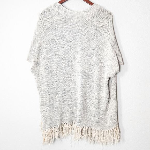 Joie Fringe Hem Cardigan Sweater Light Gray Size L Coastal Grandma - Picture 2 of 8